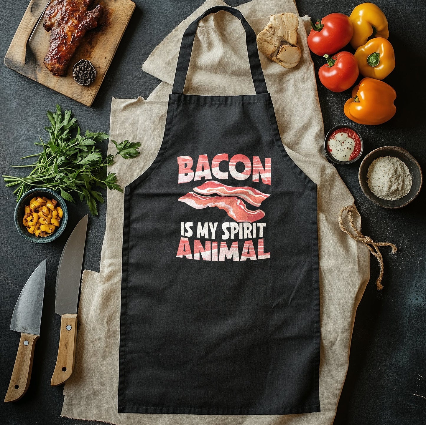 Bacon is My Spirit Animal BBQ T-Shirt - Hilariously Sizzling! 100% Cotton, Unisex Design, Perfect for Grill Masters and Meat Lovers!