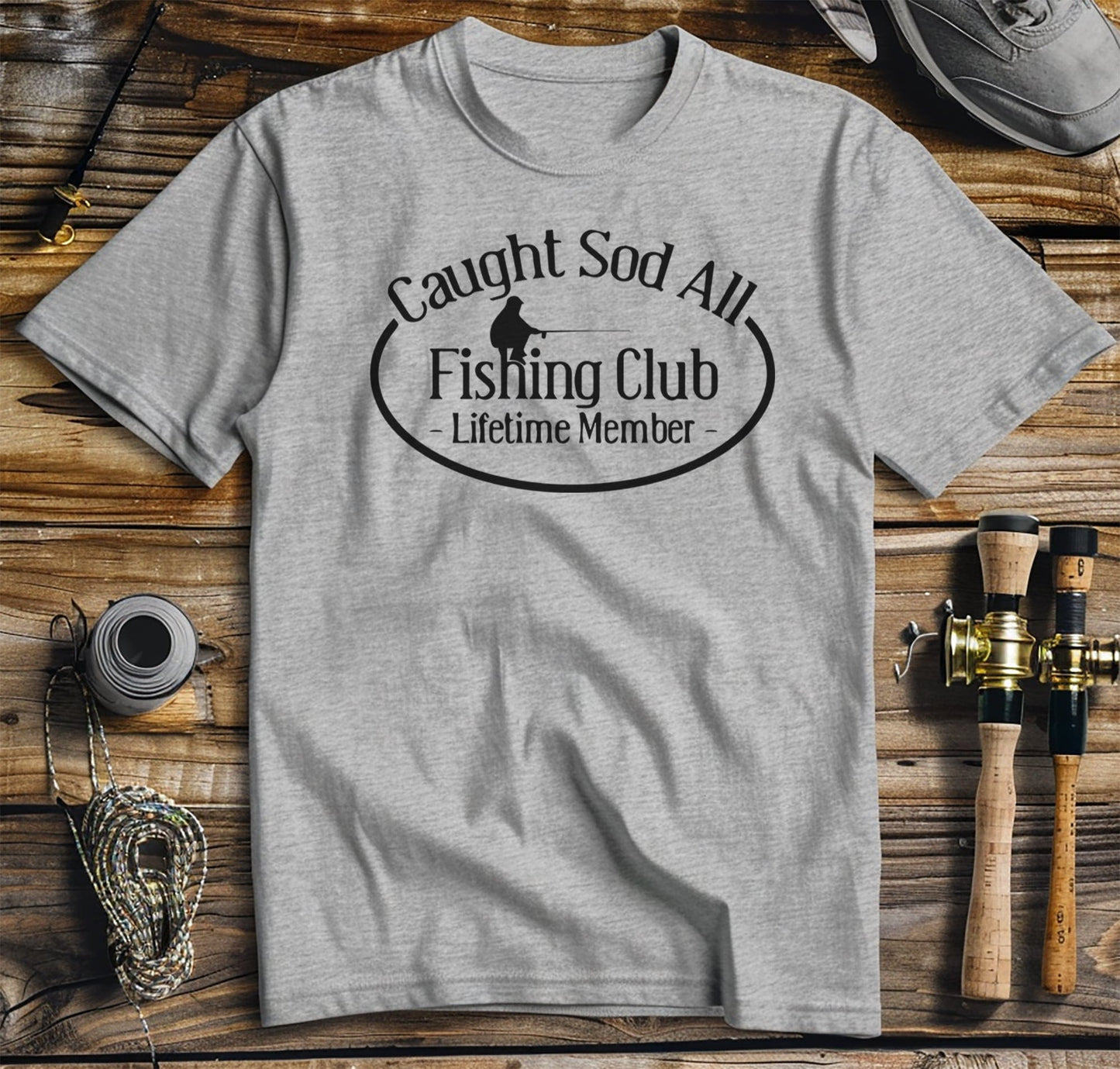 Caught Sod All Funny Fishing Club T-Shirt