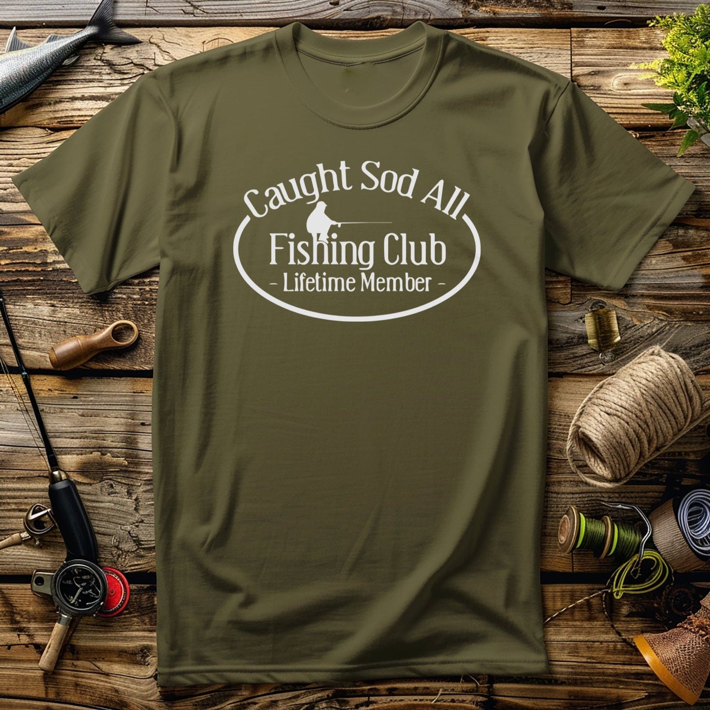 Caught Sod All Funny Fishing Club T-Shirt