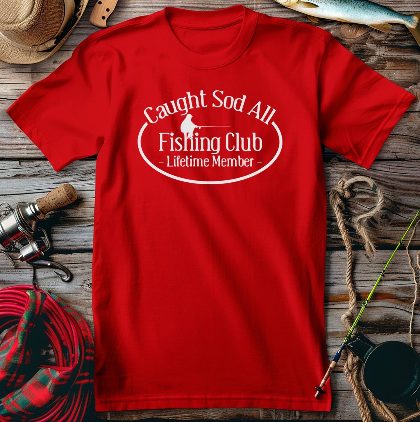 Caught Sod All Funny Fishing Club T-Shirt