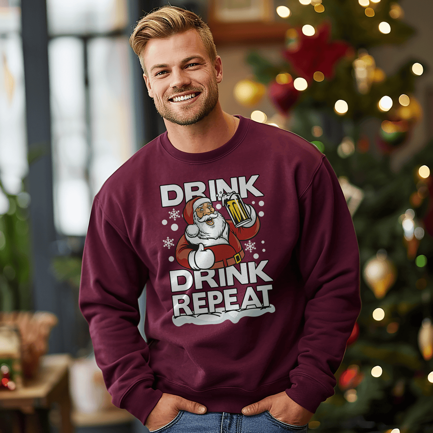 Drink Drink Repeat Santa Sweatshirt