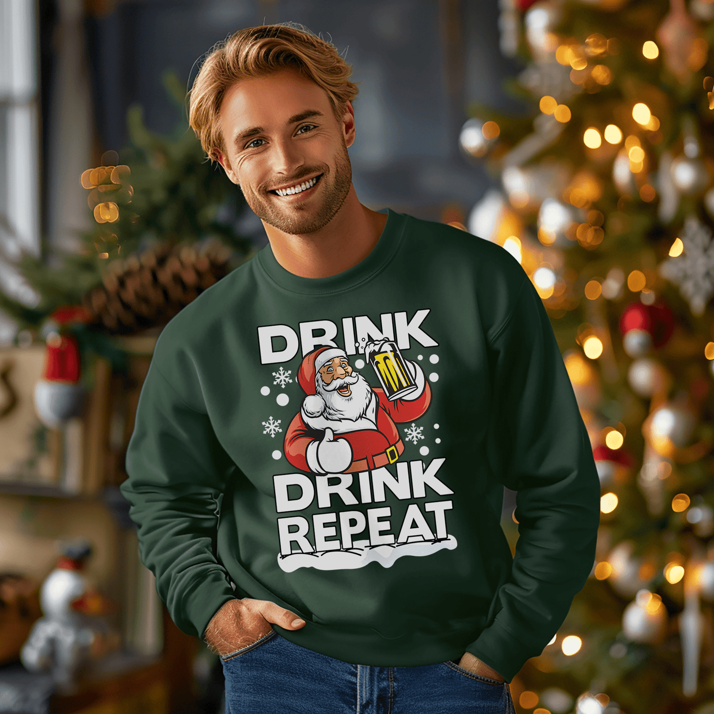 Drink Drink Repeat Santa Sweatshirt
