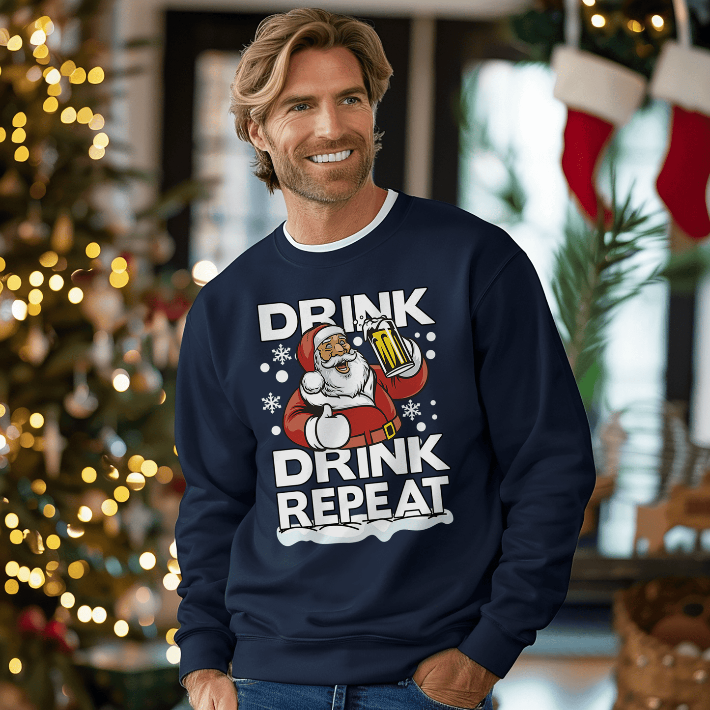 Drink Drink Repeat Santa Sweatshirt