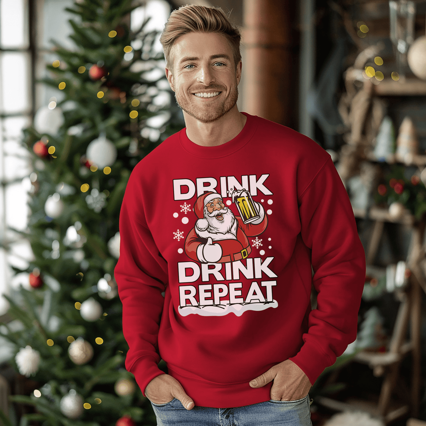 Drink Drink Repeat Santa Sweatshirt