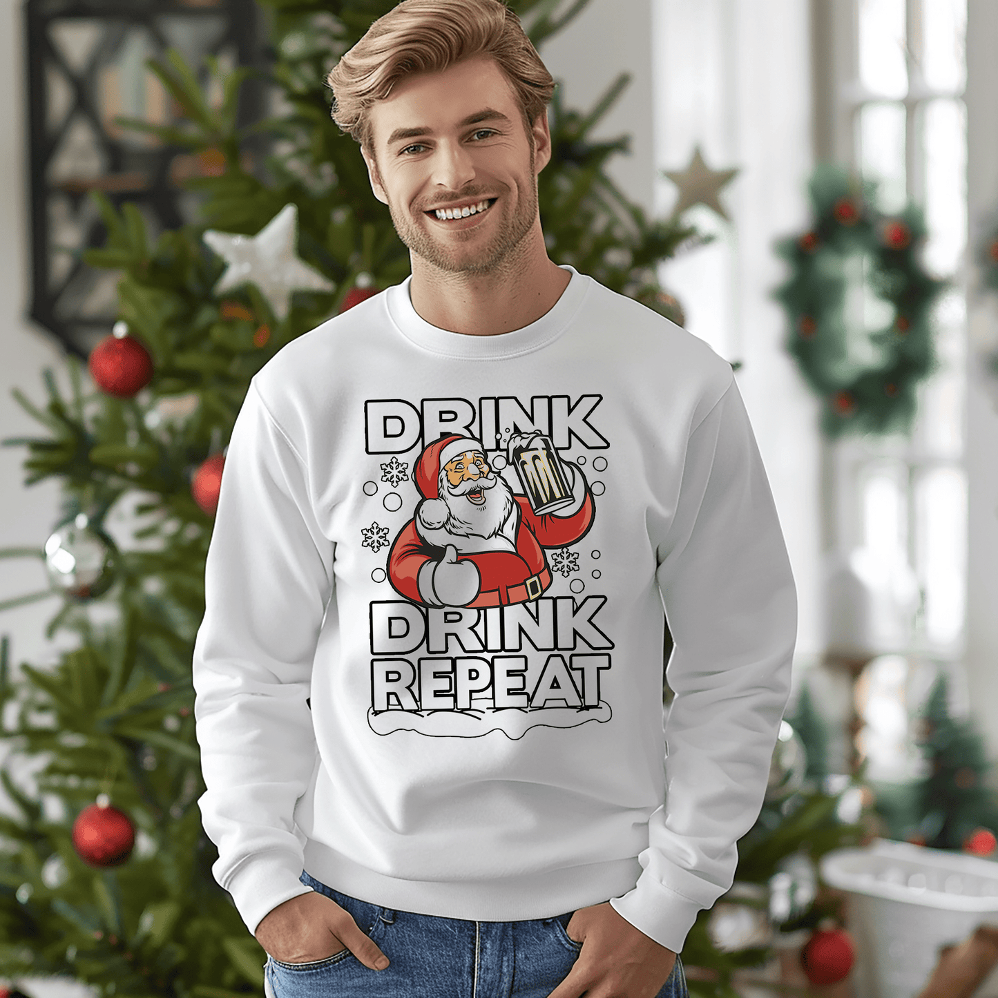 Drink Drink Repeat Santa Sweatshirt