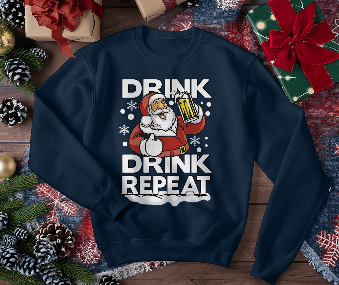 Drink Drink Repeat Santa Sweatshirt