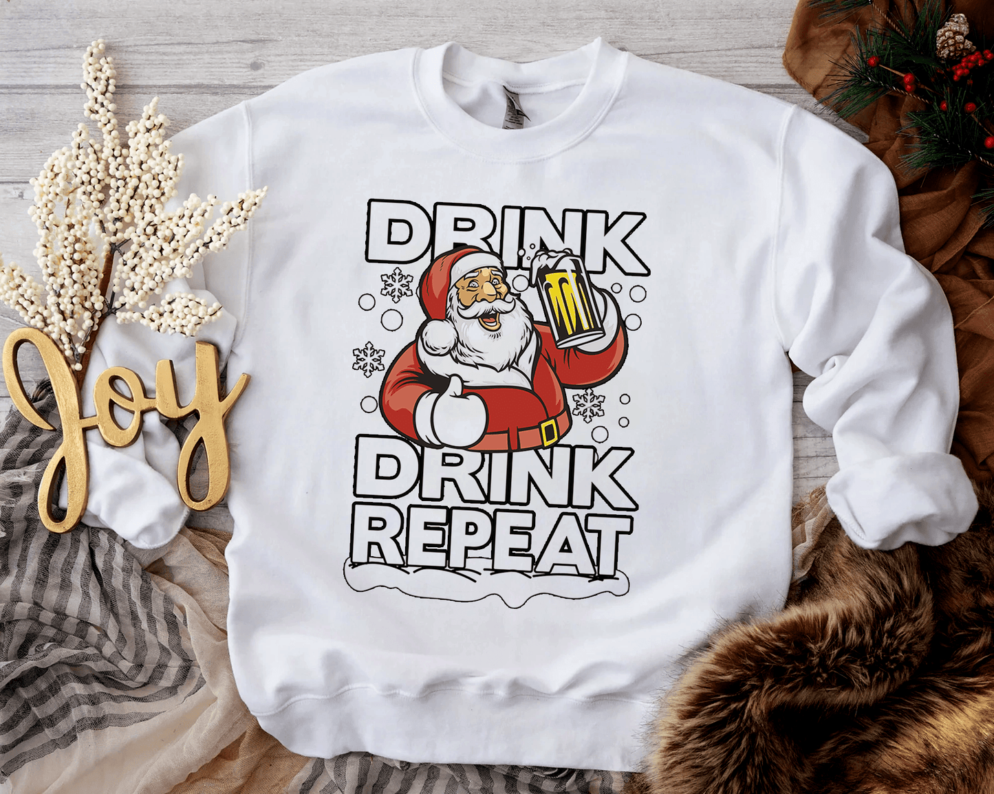 Drink Drink Repeat Santa Sweatshirt