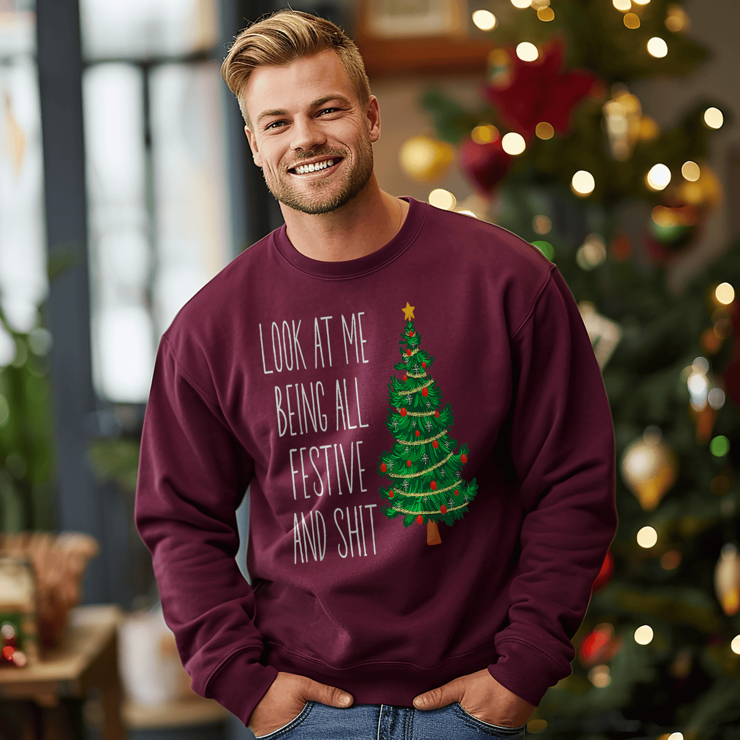 Funny Vintage Xmas Look At Me Being All Festive Sweatshirt