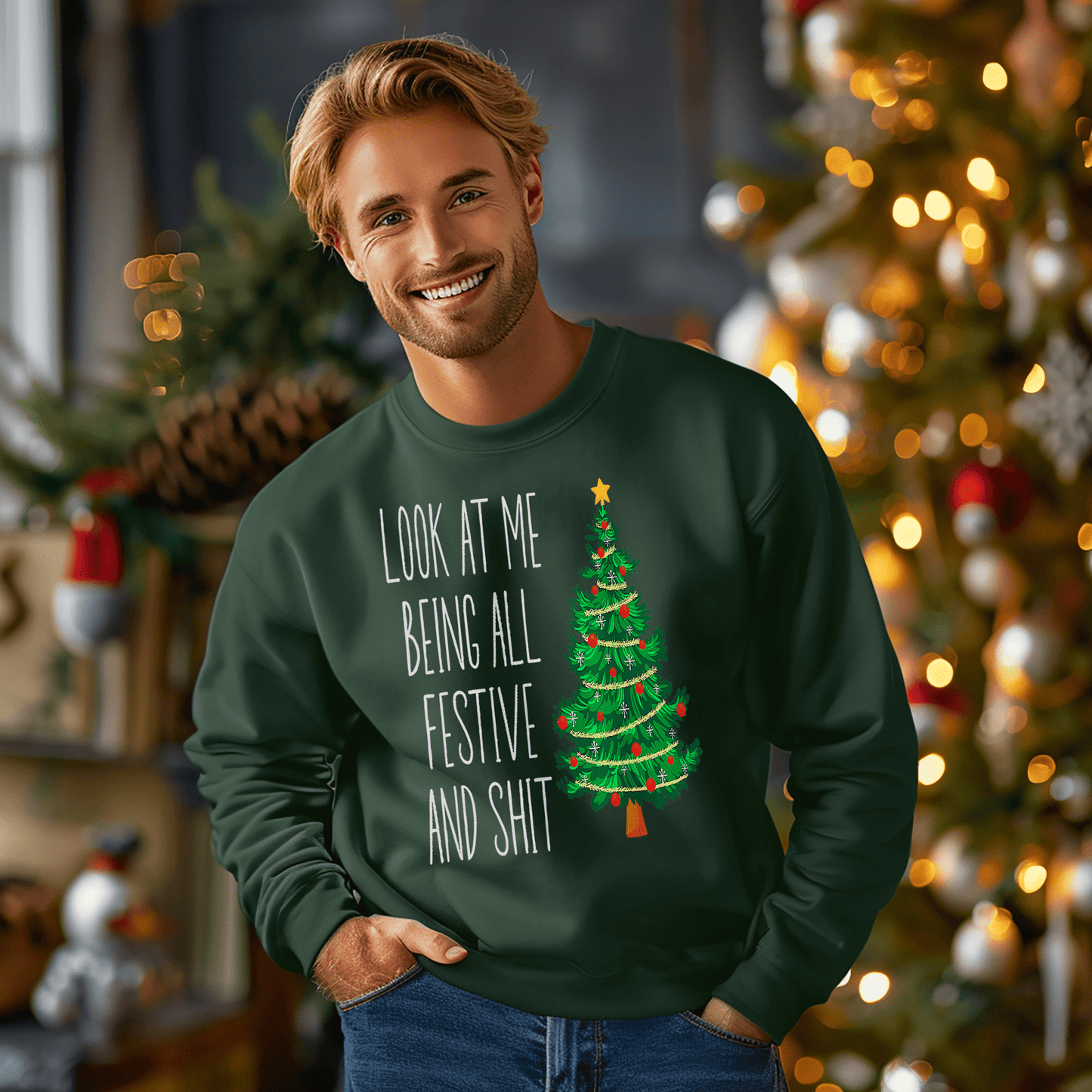 Funny Vintage Xmas Look At Me Being All Festive Sweatshirt