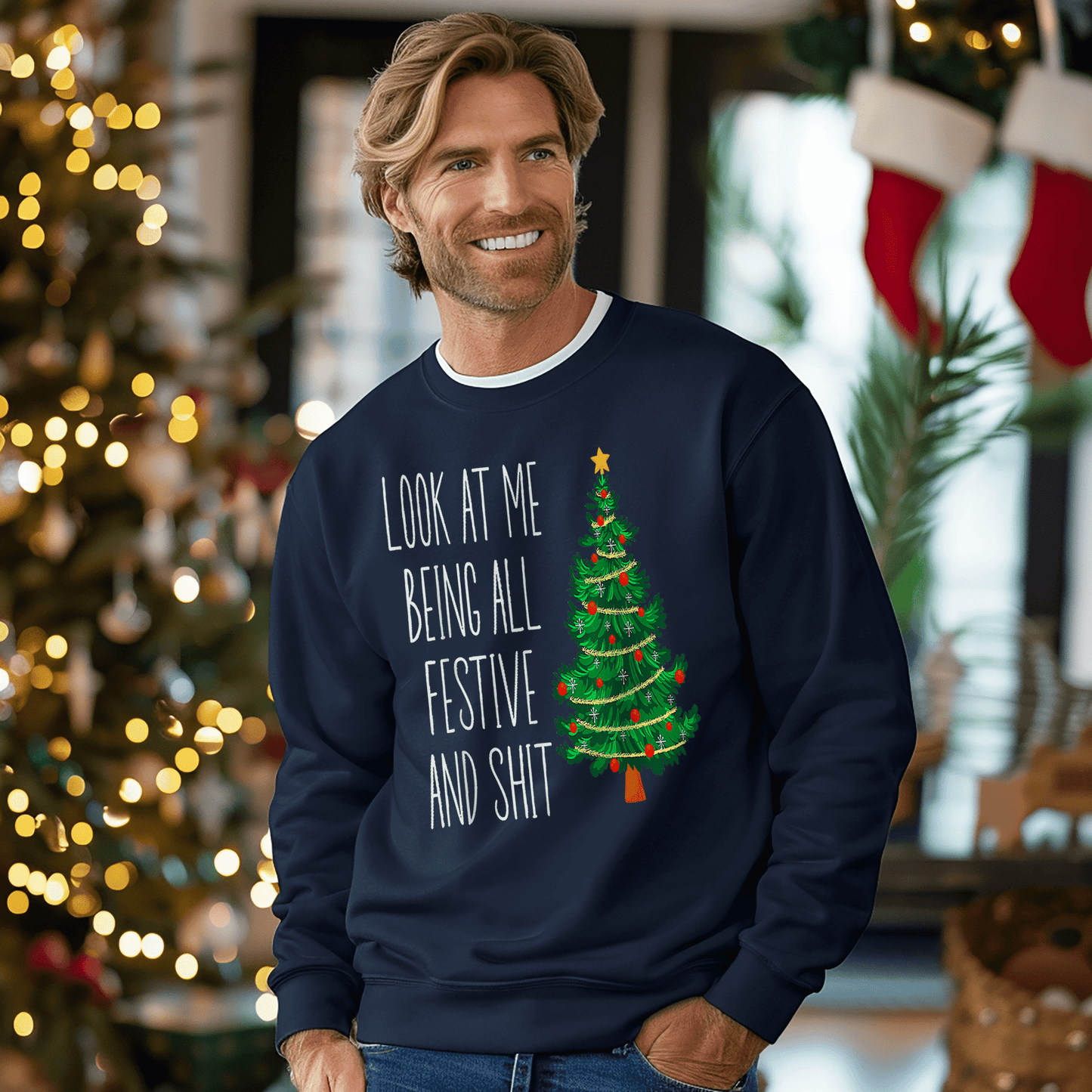 Funny Vintage Xmas Look At Me Being All Festive Sweatshirt