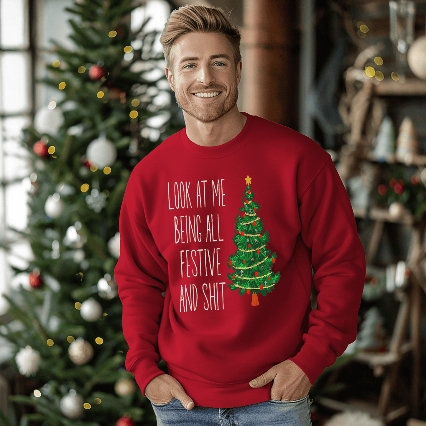 Funny Vintage Xmas Look At Me Being All Festive Sweatshirt