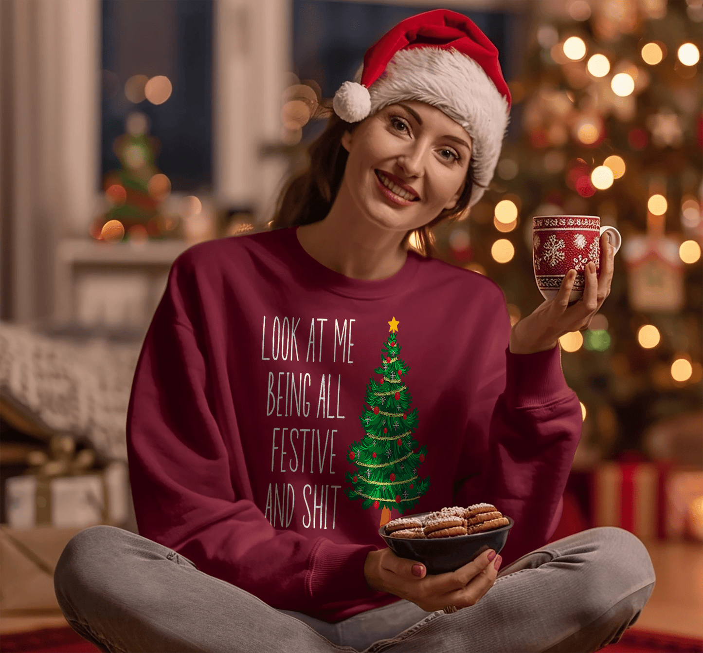 Funny Vintage Xmas Look At Me Being All Festive Sweatshirt