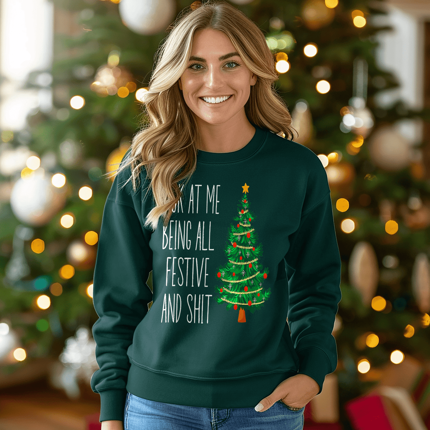 Funny Vintage Xmas Look At Me Being All Festive Sweatshirt