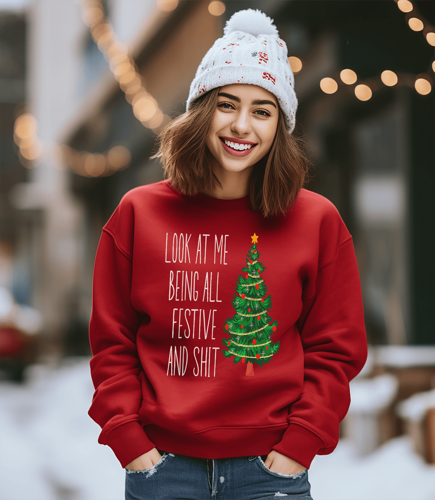 Funny Vintage Xmas Look At Me Being All Festive Sweatshirt