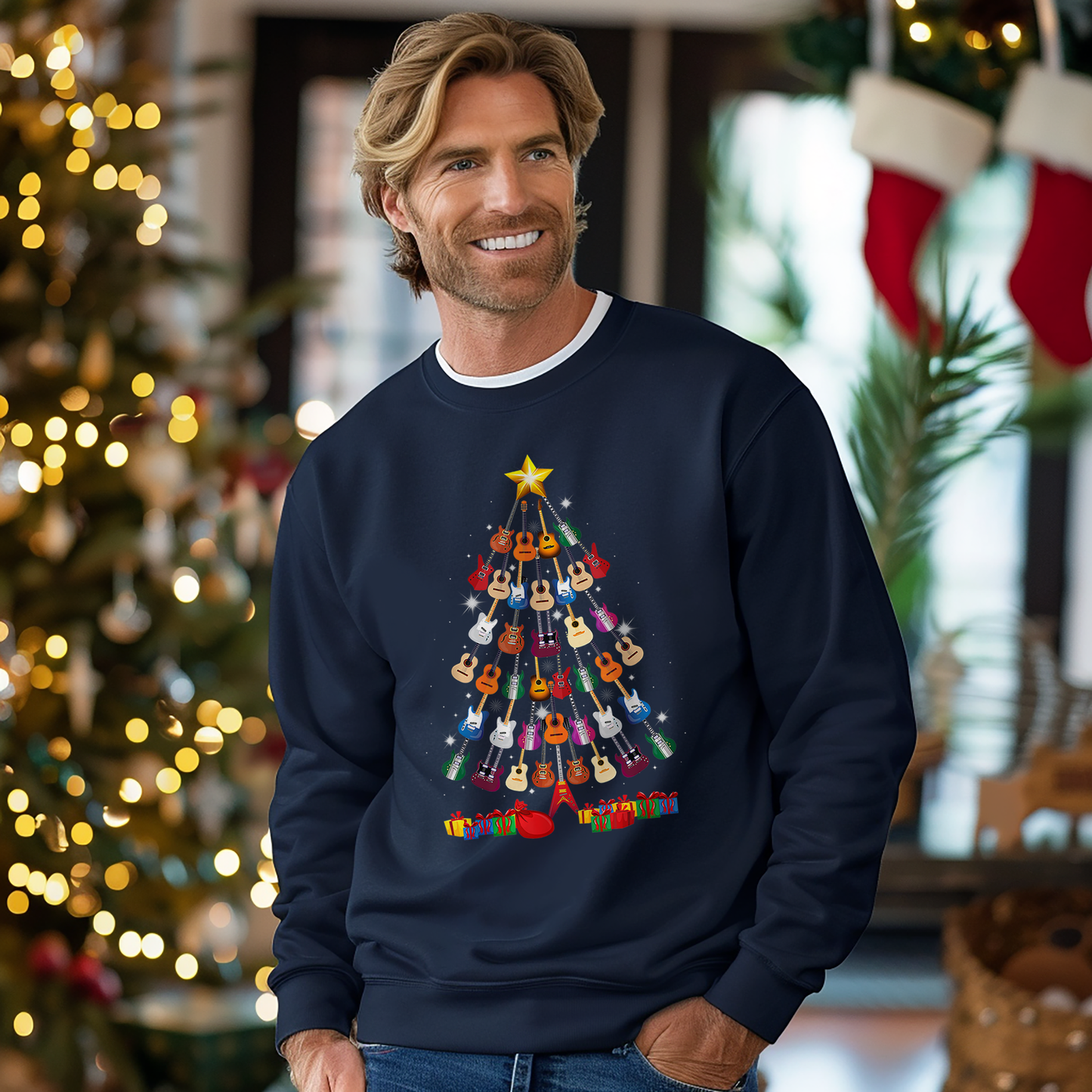 Jingle Bells & Rock 'n' Roll: Guitar Christmas Tree Sweatshirt