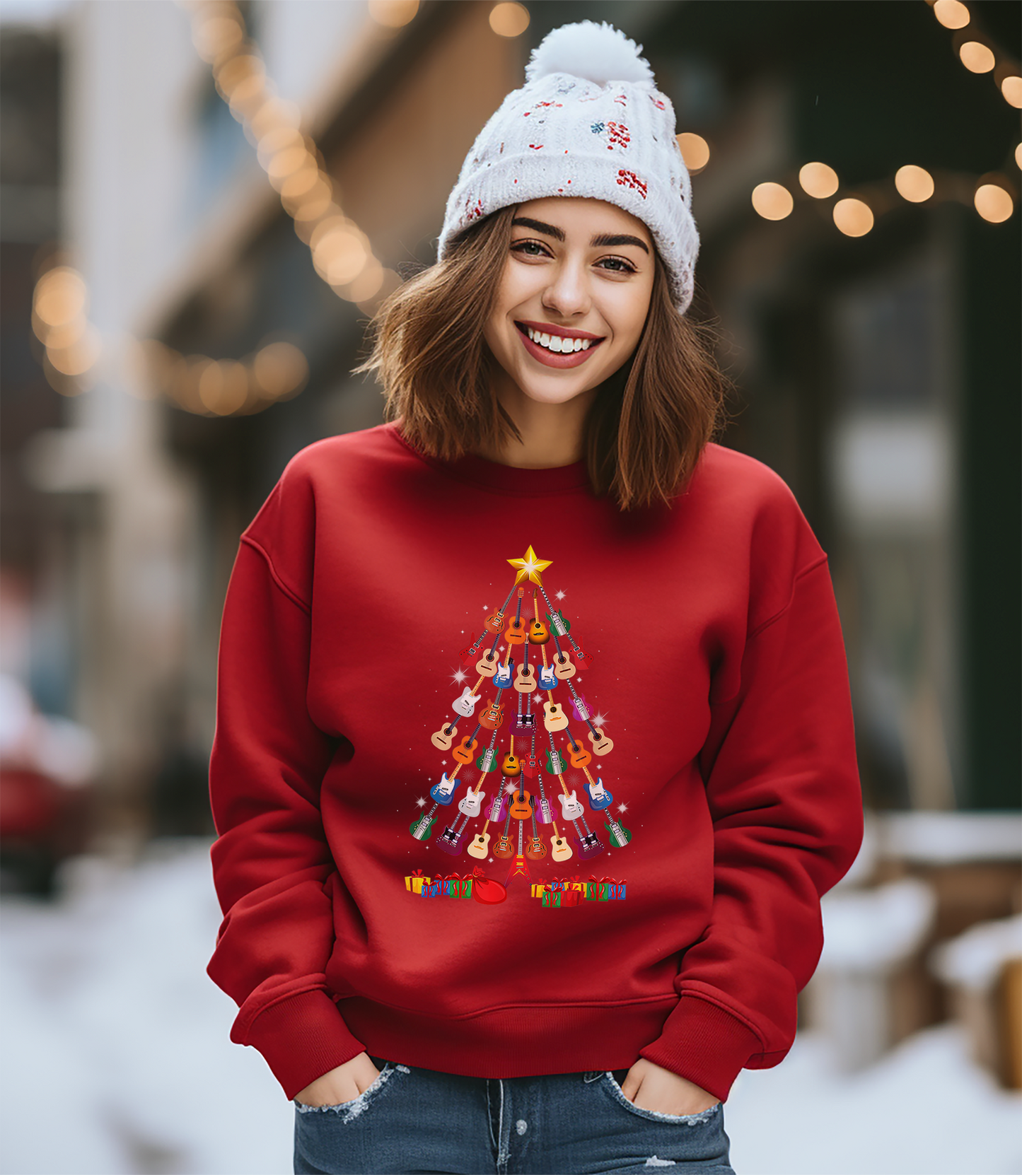 Jingle Bells & Rock 'n' Roll: Guitar Christmas Tree Sweatshirt