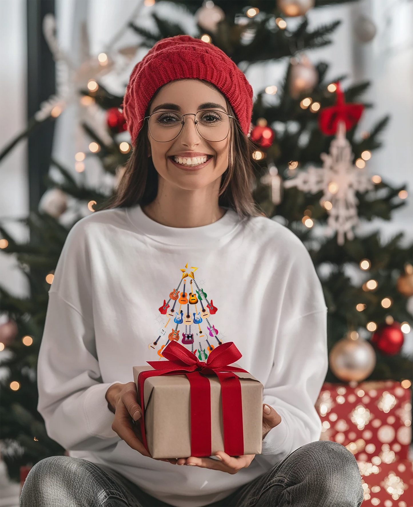 Jingle Bells & Rock 'n' Roll: Guitar Christmas Tree Sweatshirt