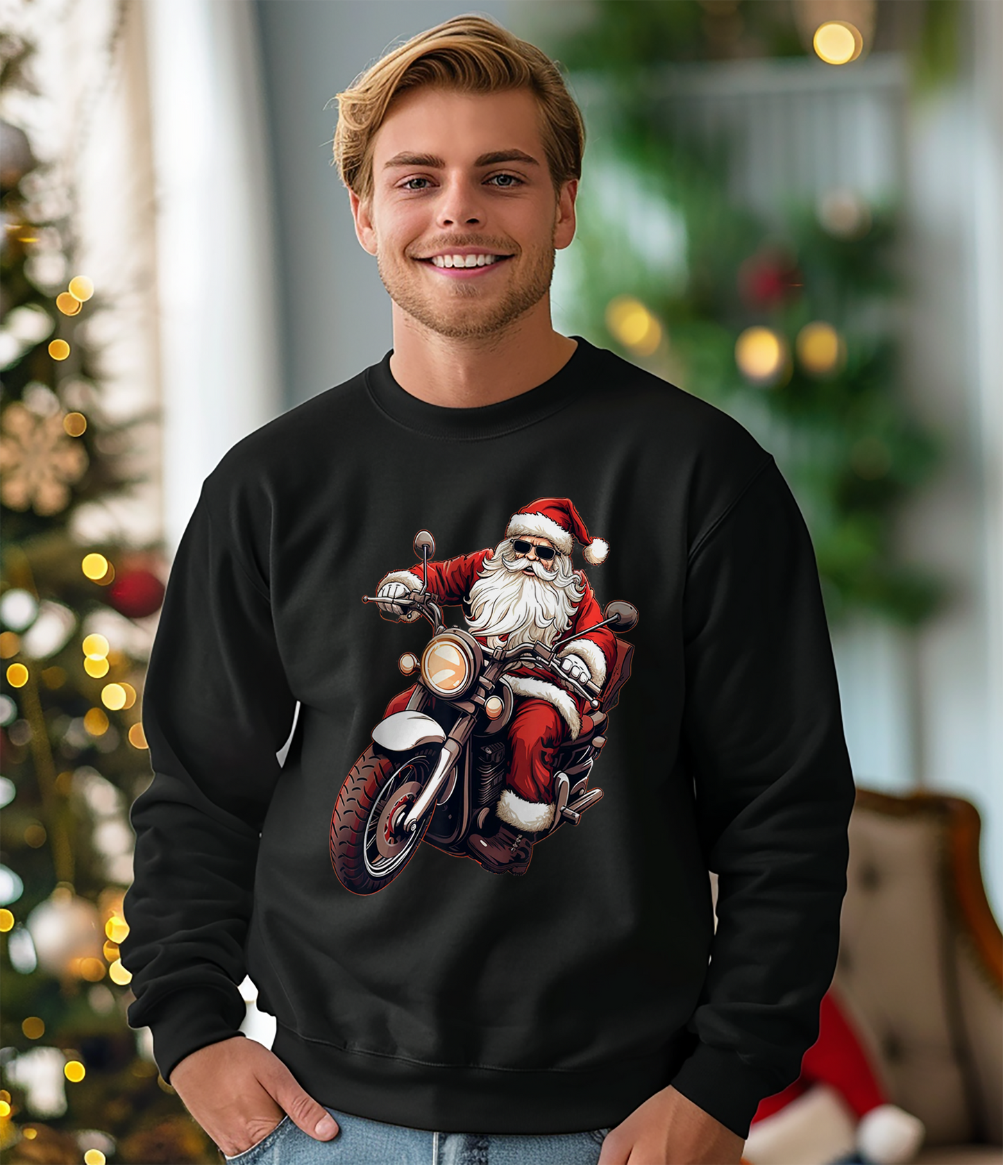 Santa's Sleigh Upgrade: Motorcycle Biker Sweatshirt