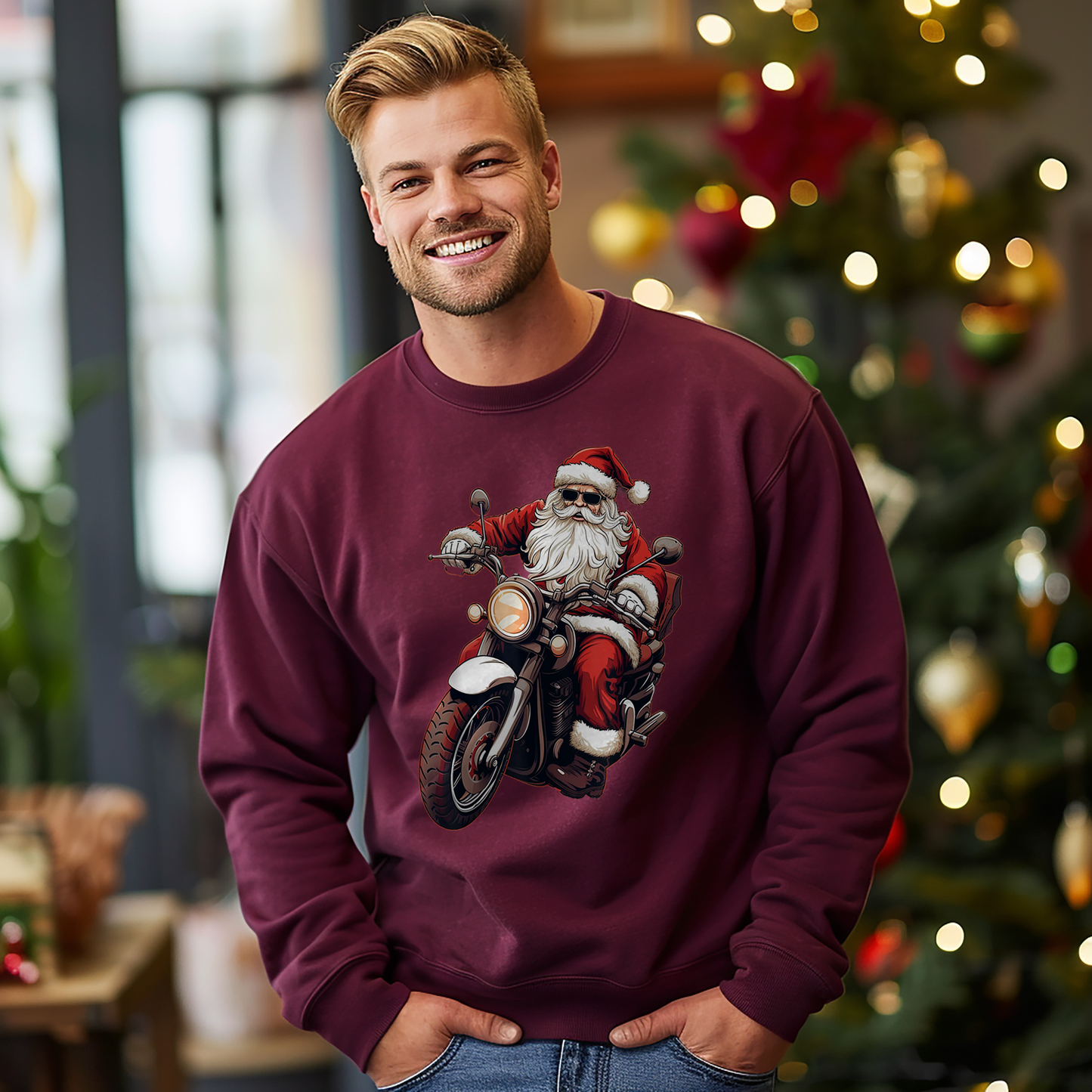 Santa's Sleigh Upgrade: Motorcycle Biker Sweatshirt