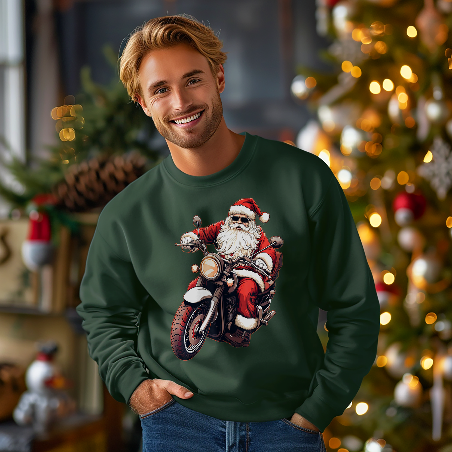 Santa's Sleigh Upgrade: Motorcycle Biker Sweatshirt