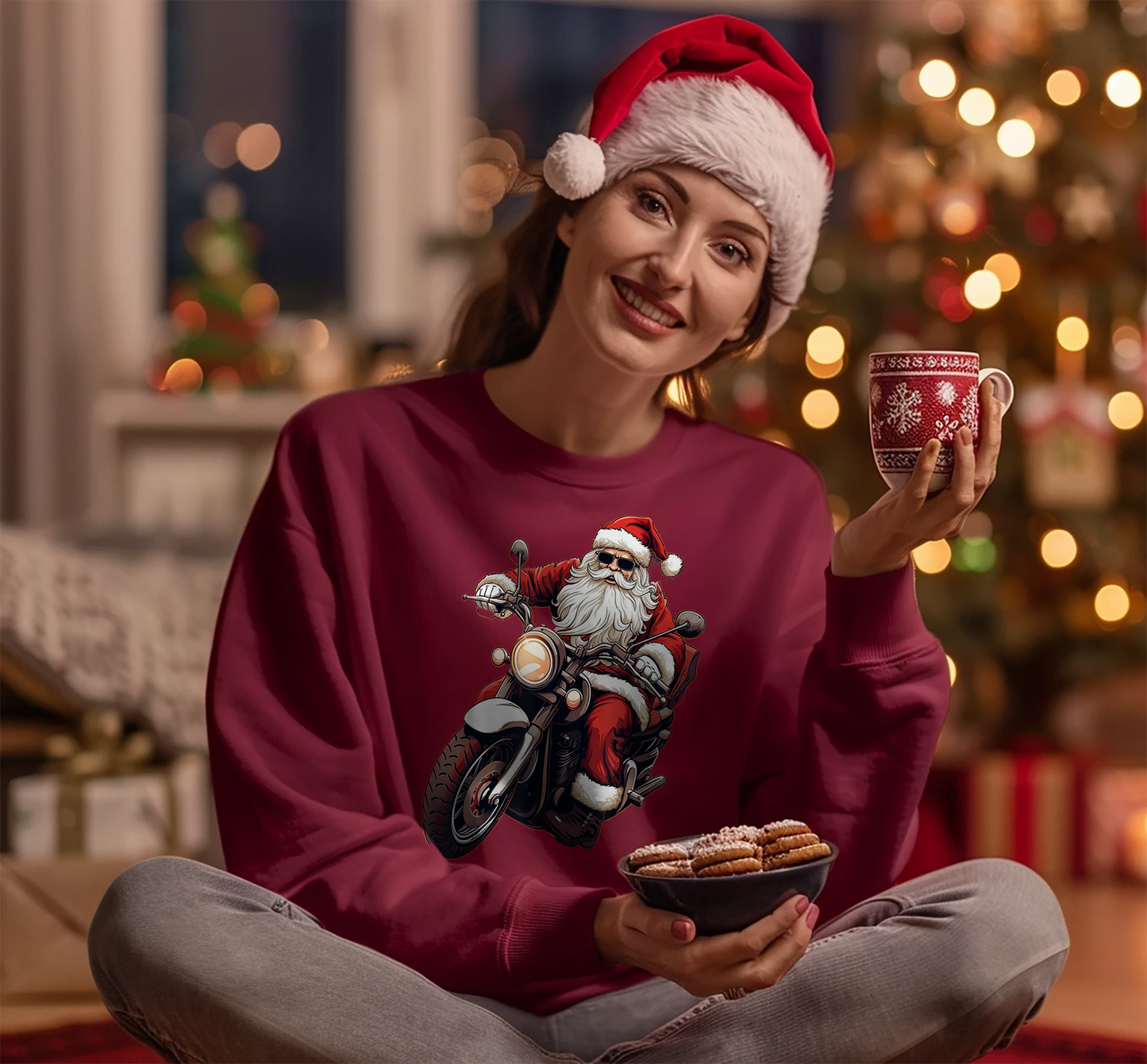 Santa's Sleigh Upgrade: Motorcycle Biker Sweatshirt
