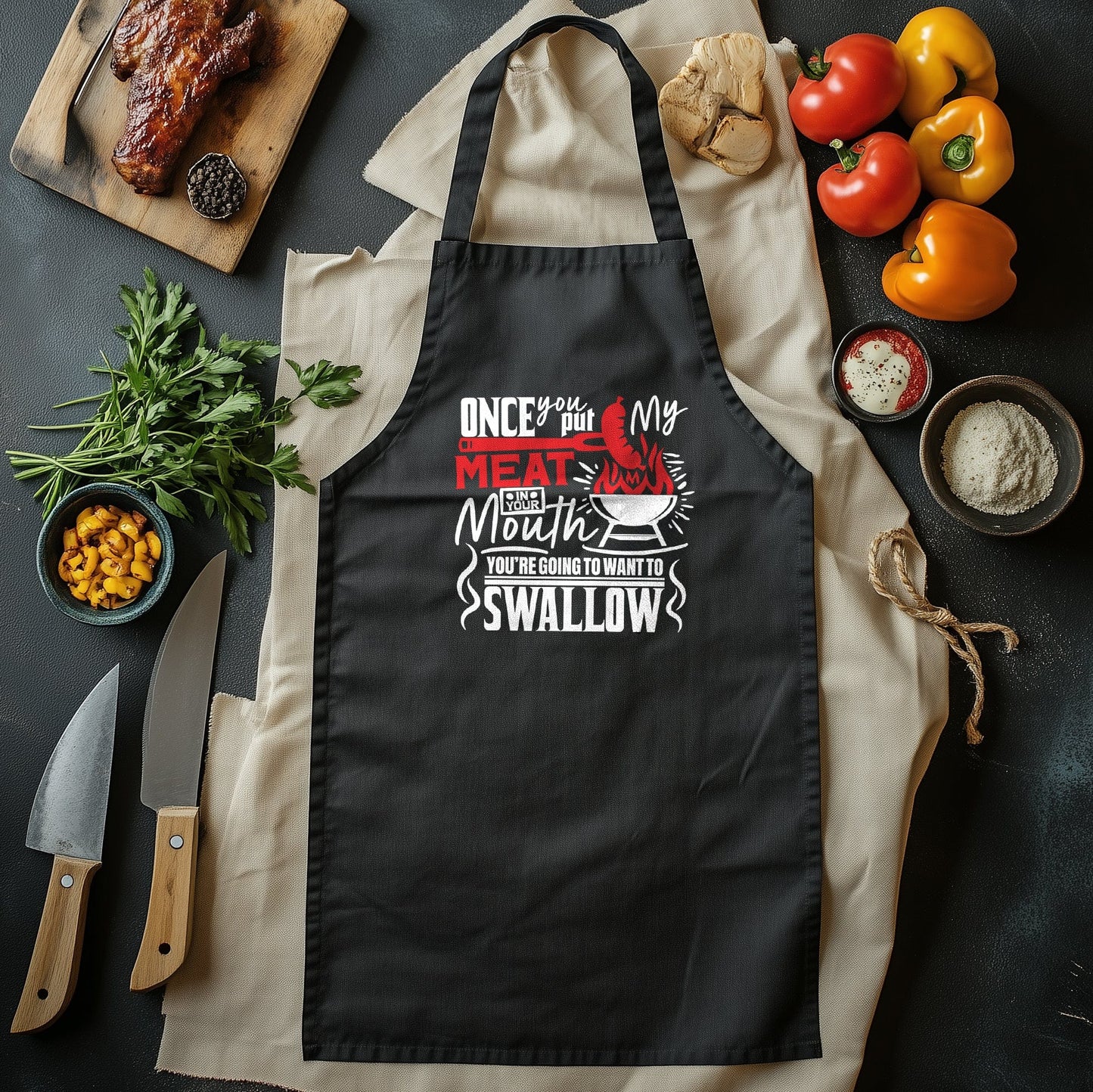 Meat In Your Mouth T-Shirt - Hilariously Savory! 100% Cotton, Unisex Design. Perfect for BBQ Lovers & Food Comedians!