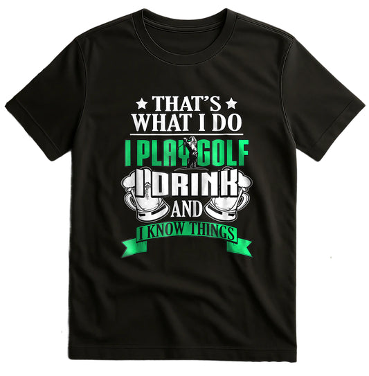 I Play Golf, I Drink, & I Know Things t-shirt
