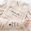 Personalised Mum Box Sweatshirt with Kids Names on Sleeve