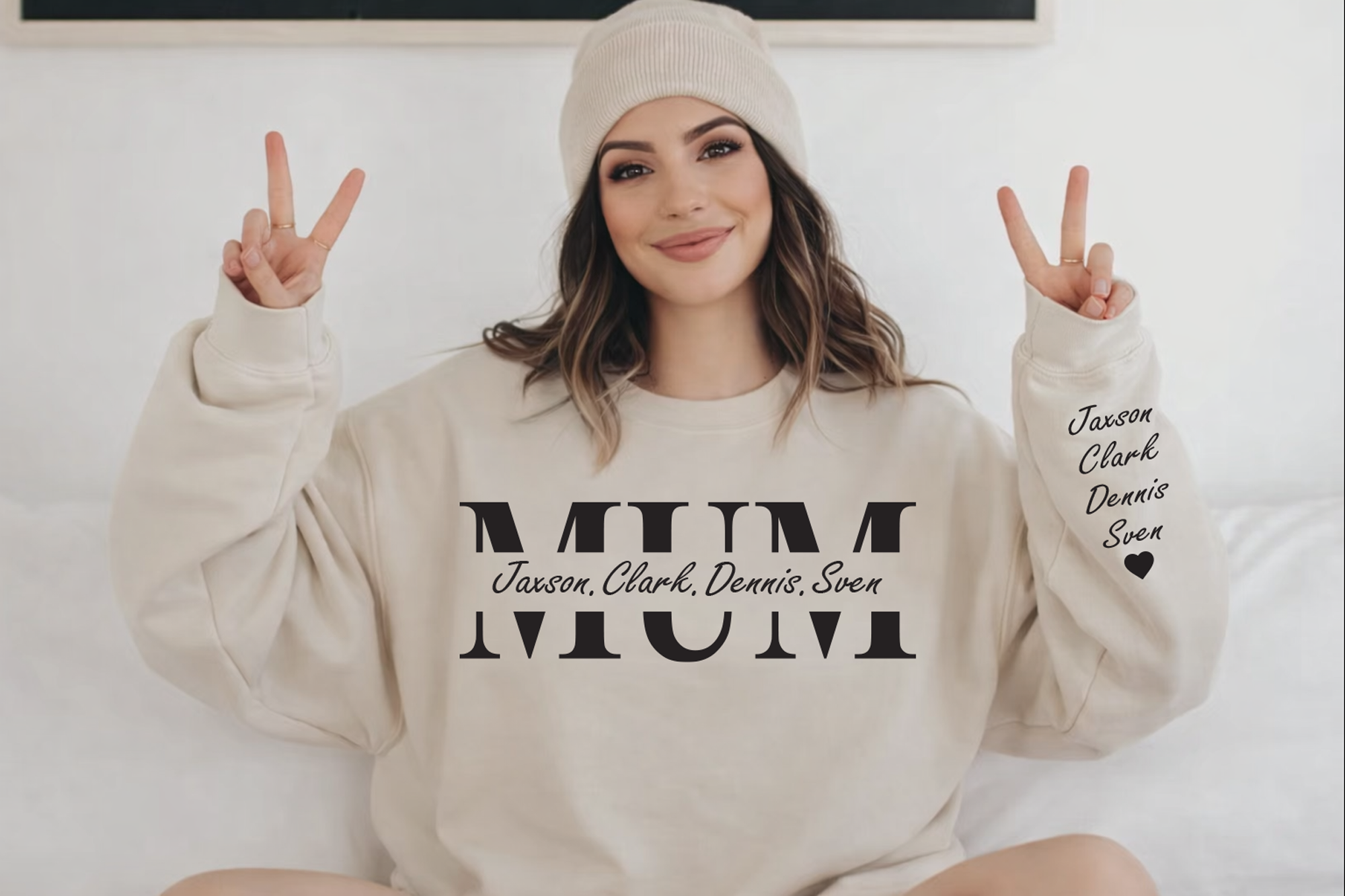 Mum Mothers Day Jumper Kids Names On Sleeve