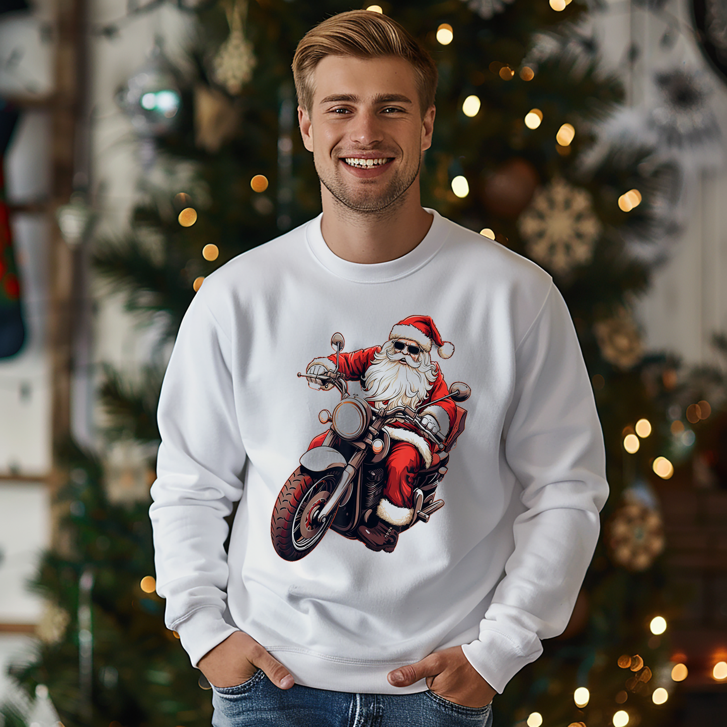 Santa's Sleigh Upgrade: Motorcycle Biker Sweatshirt