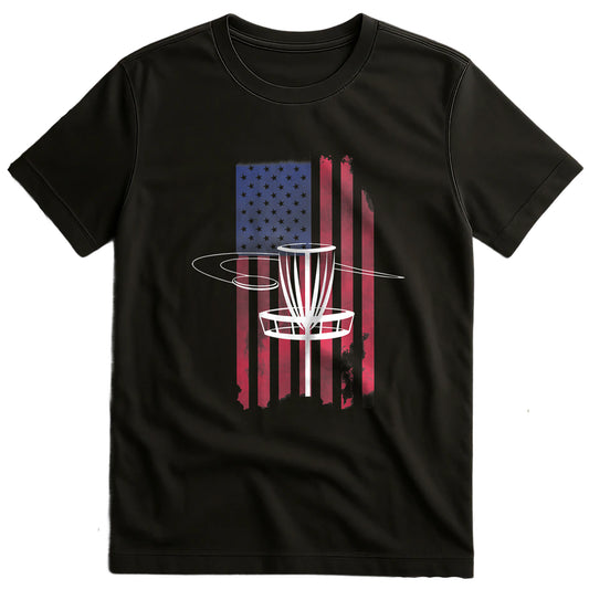 USA Flag Disc Golf T-Shirt Swing