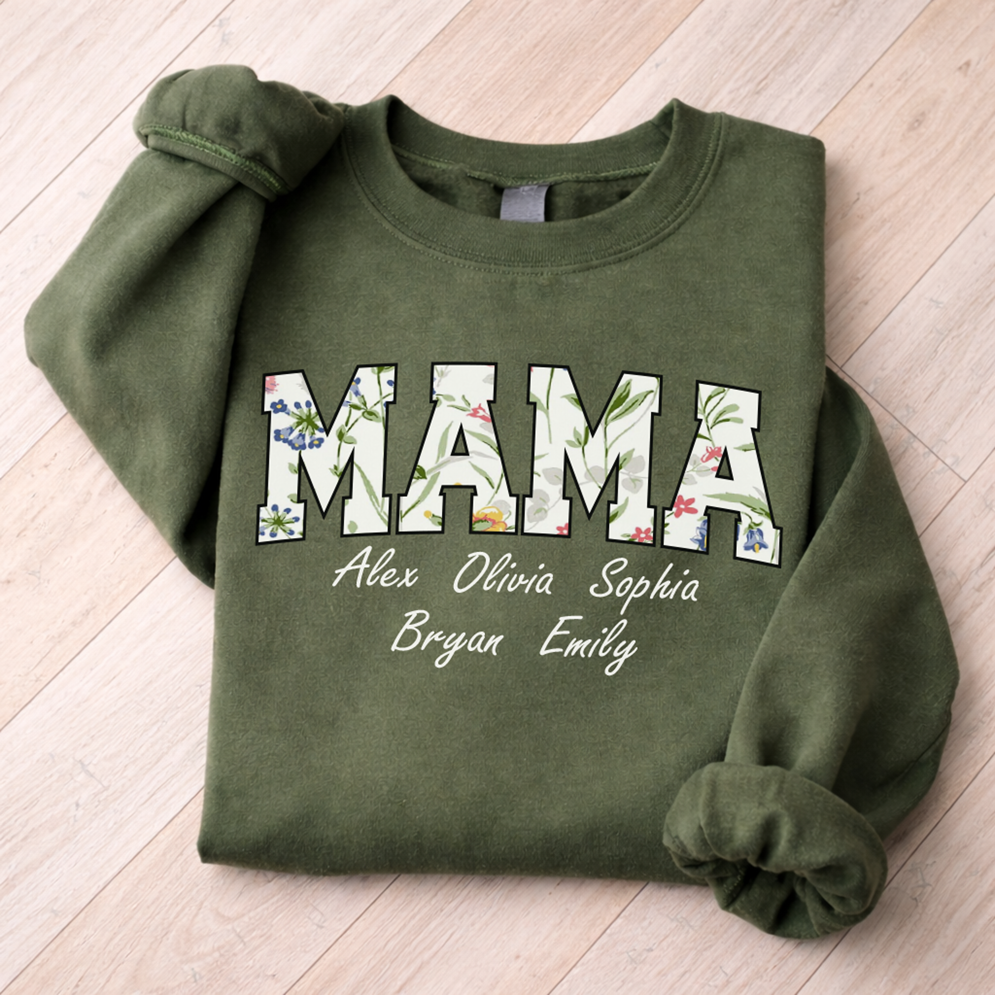 Floral Mothers Day Jumper Kids Names On Sleeve (Copy)
